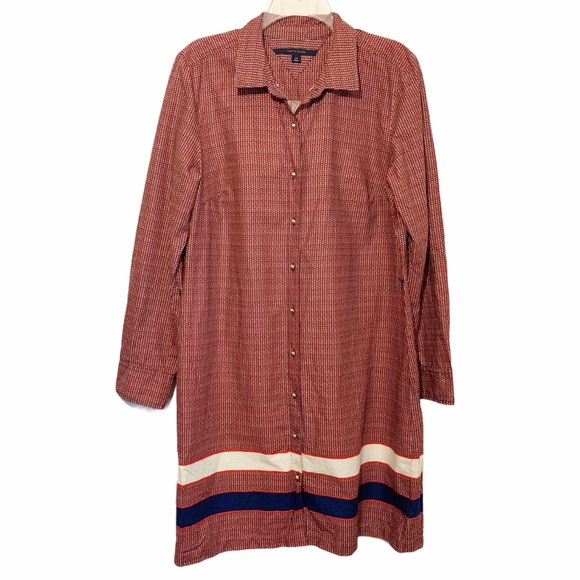 Tommy Hilfiger Dresses & Skirts - Tommy Hilfiger Red & Navy Cotton Shirt Dress L